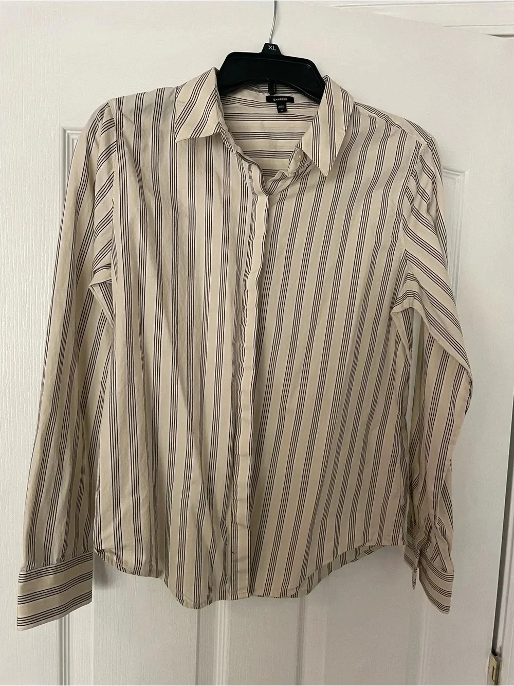 adidas Cream Shirt with Navy Stripes